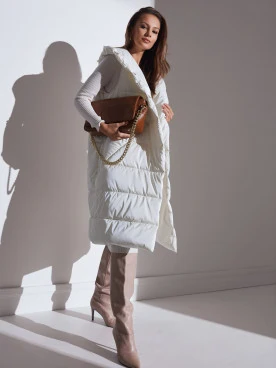 LONG VEST IN ECRU COLOR