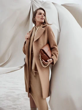 Soft beige alpaca wool coat