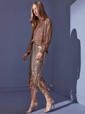 LONG FRINGED SKIRT