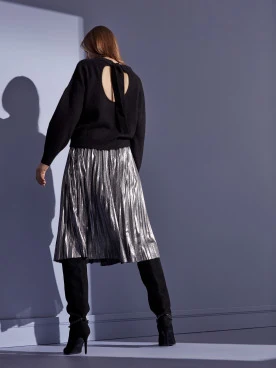 SILVER PLEATED SKIRT