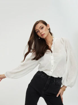 White blouse with wide sleeves