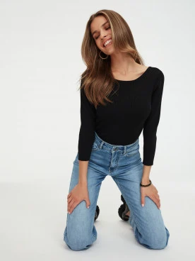 Black sweater with back neckline