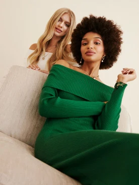 Green dress in soft knit fabric
