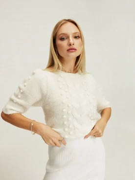 Wool sweater with short sleeves
