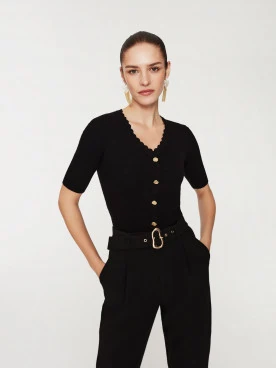 Black short sleeve sweater