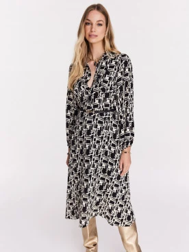 Geometric pattern viscose dress