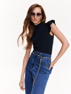 Navy viscose knit sweater