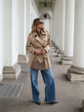Short beige trench coat