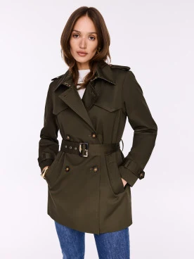 Short dark green trench coat