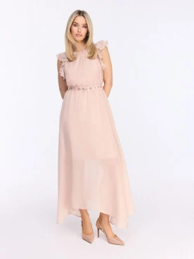 Powder pink maxi dress with decorative beads
