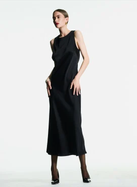 Black satin viscose dress