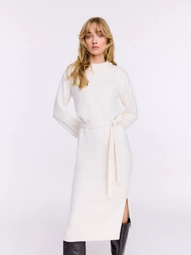Cream wool and cashmere dress