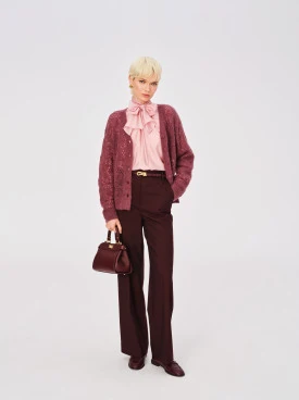 Elegant burgundy high-waisted trousers