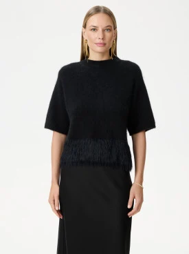 Black sweater with mohair and wool blend