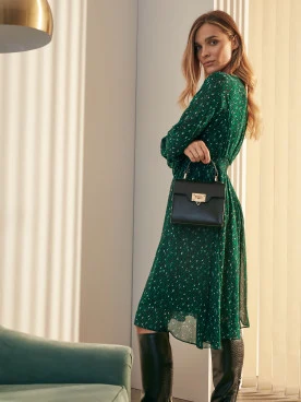 MIDI DRESS WITH ENVELOPE NECKLINE