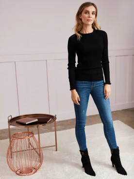 FITTED SWEATER WITH RIBBED FABRIC