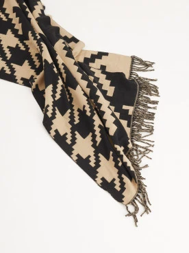 Black and beige scarf in geometric pattern