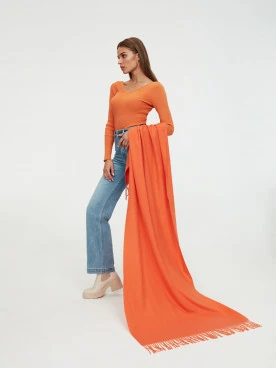 Orange wool shawl