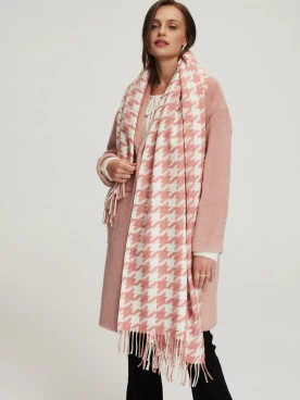 Pink and cream pepita scarf