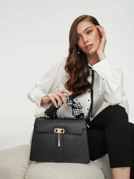 Black leather hand bag
