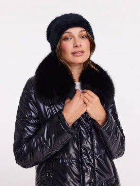 Black angora hat
