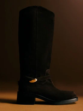 Chocolate suede biker boots