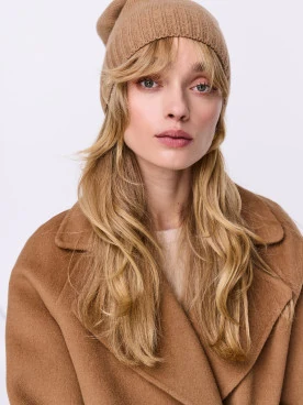 Caramel wool hat with cashmere blend