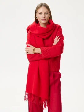 Red scarf with wool and cashmere blend