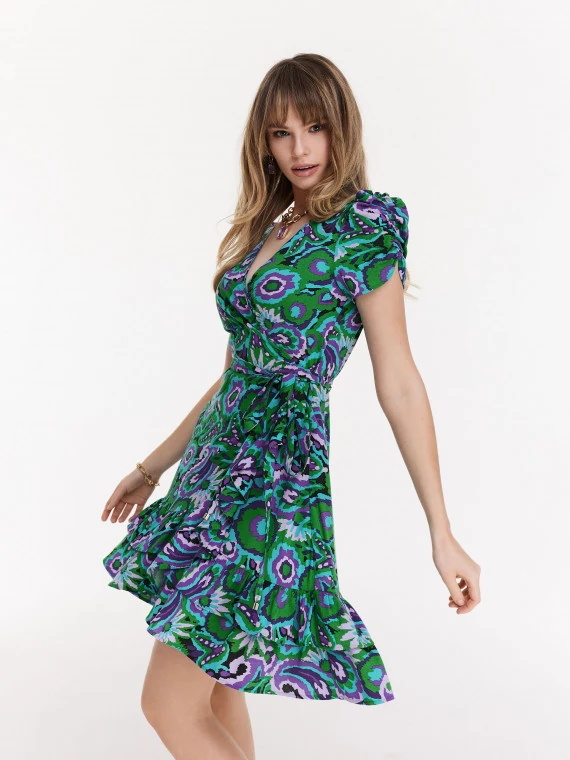 Green floral pattern dress