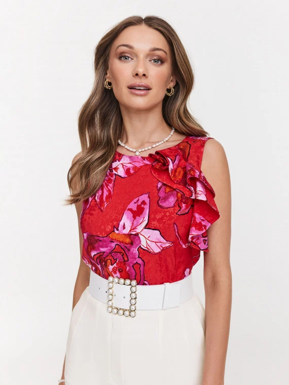 Red blouse with roses