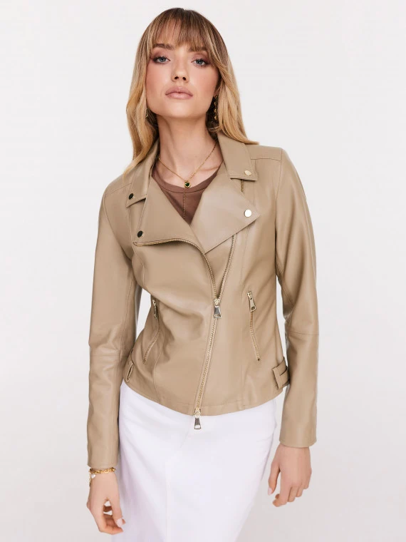 Classic beige leather ramon jacket
