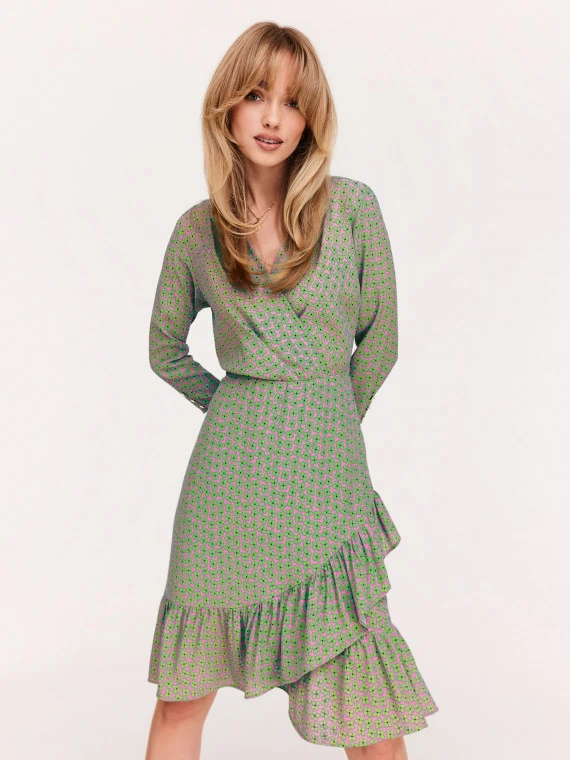 Asymetryczna sukienka w zielone kwiaty