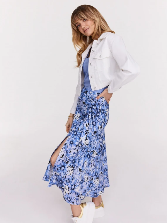 Fitted floral midi skirt