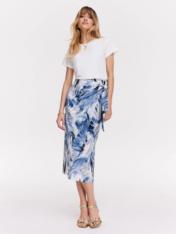 Viscose high-waisted floral skirt