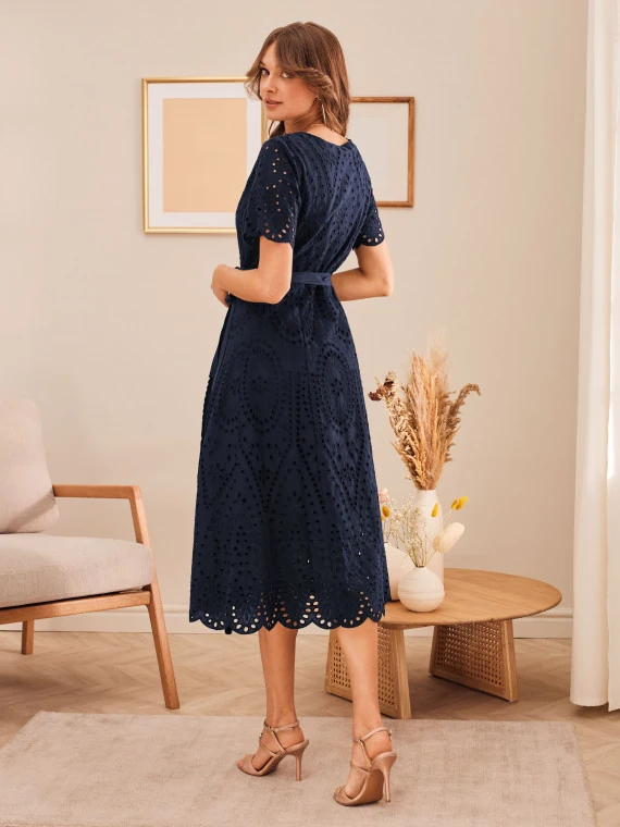 NAVY BLUE ENVELOPE DRESS WITH SHORT SLEEVES