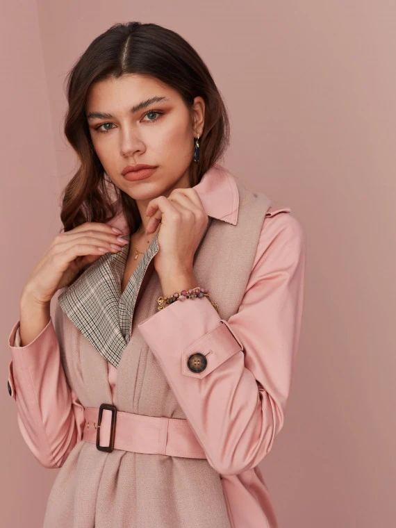 PINK DOUBLE-BREASTED TRENCH