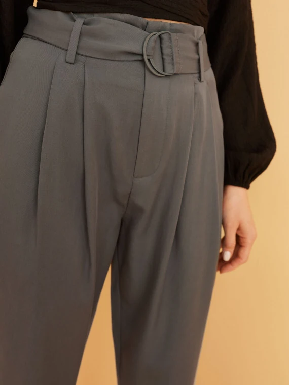 GRAPHITE COLORED HIGH RISE PANTS