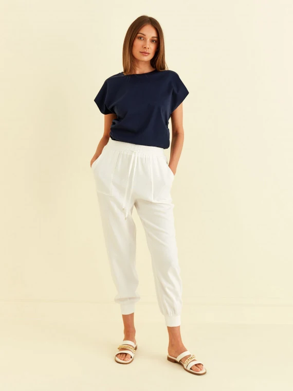 WHITE PANTS WITH WAIST TIE