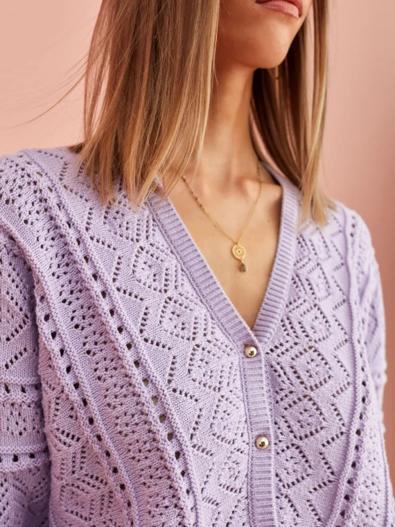 LILAC OPEN-KNIT SWEATER