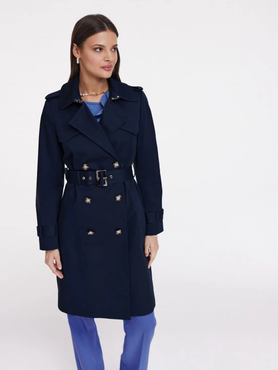 Classic navy blue trench with belt