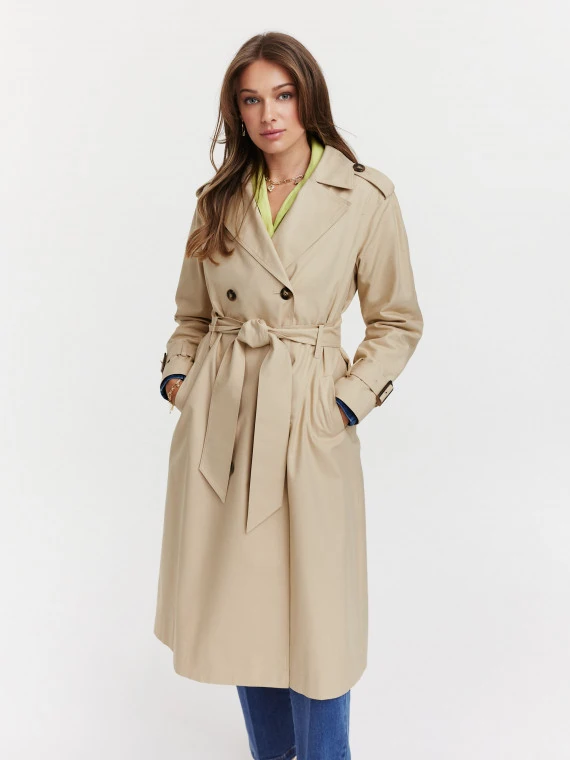 Beige cotton and tencel trench