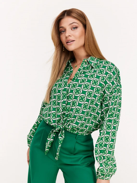 Green rayon and viscose patterned shirt