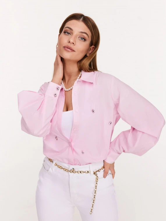 Light pink oversize shirt with crystals