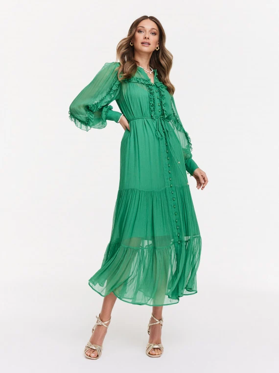 Zielona sukienka z falbanami