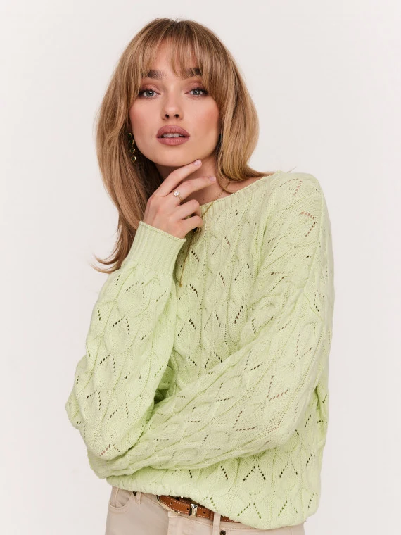 Light green openwork cotton sweater