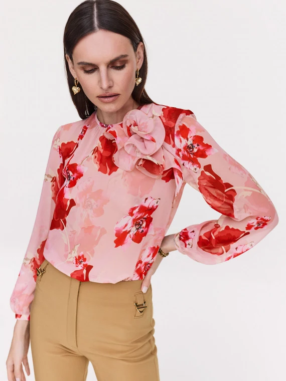 Elegant pink floral blouse