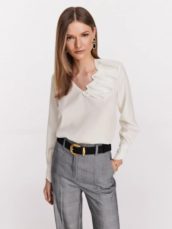 White lyocell blouse with space embellishment