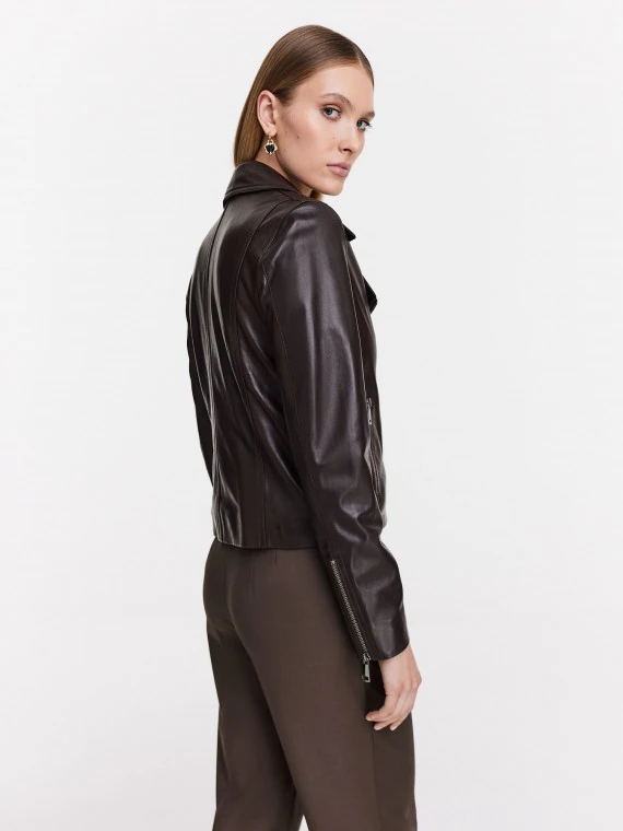 Brown leather ramoneskin jacket