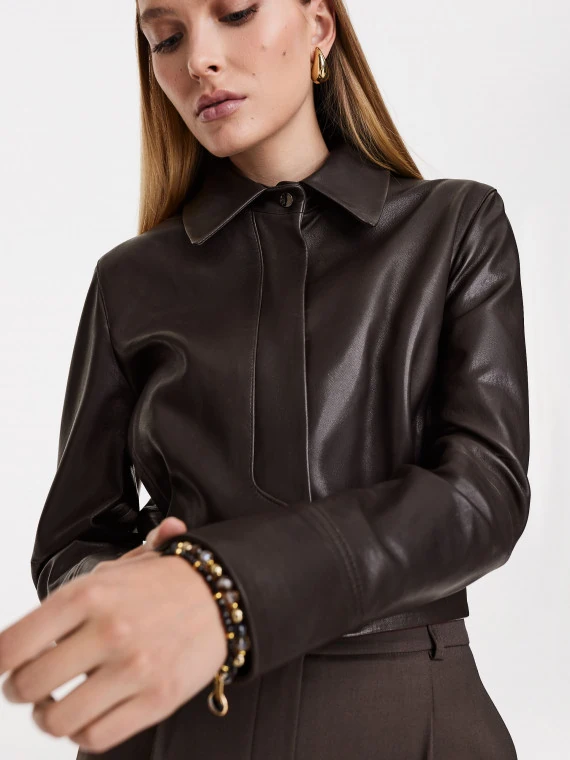 Dark brown leather jacket