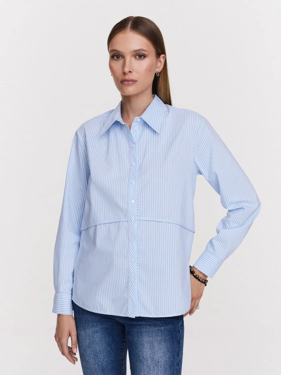 White shirt with blue stripes